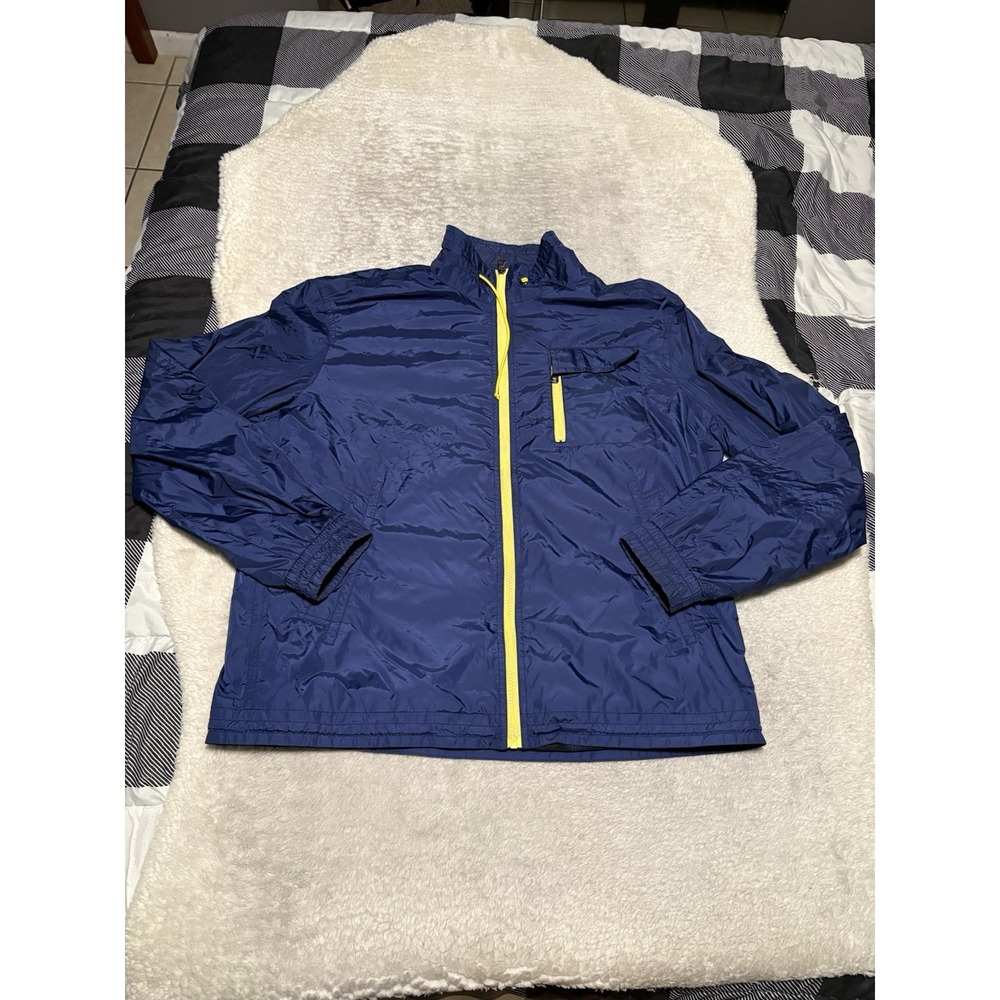 Boss Hugo Boss Men's Navy Blue Zip Rain Jacket Size 46R Solid